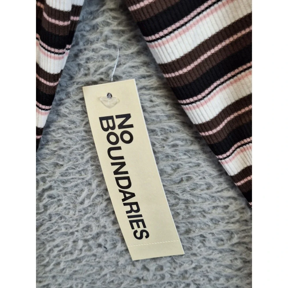 No Boundaries Knit‎ Sweater Dress Womens L Multi Striped Long Sleeve Turtleneck